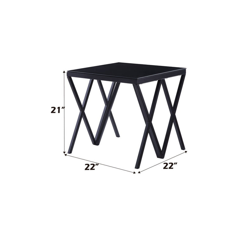 Magenta - End Table - Glass Top & Black