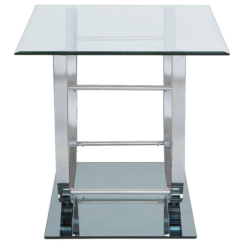 Danville - Square U-Shaped Glass Top Side End Table - Chrome