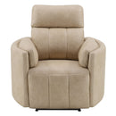 Elison - Motion Glider Recliner With Swivel - Dark Beige Polish Microfiber