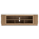 Camdill - XL TV Stand With Fireplace Option - Light Brown