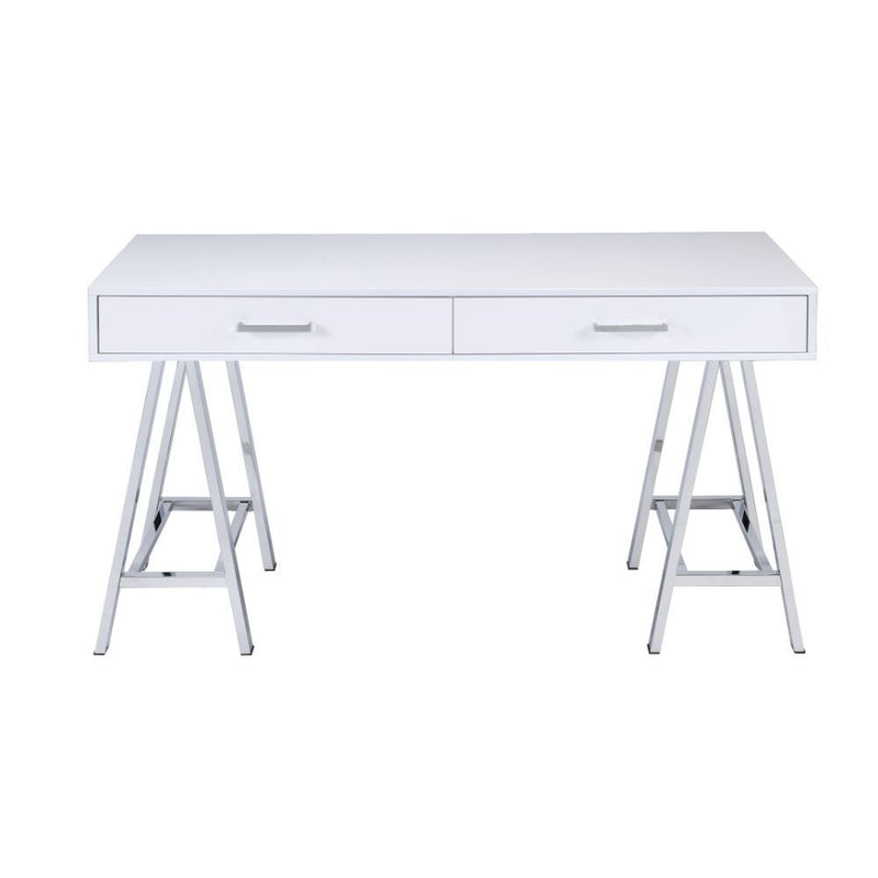 Coleen - Writing Desk (Same Ac00901) - White High Gloss & Chrome