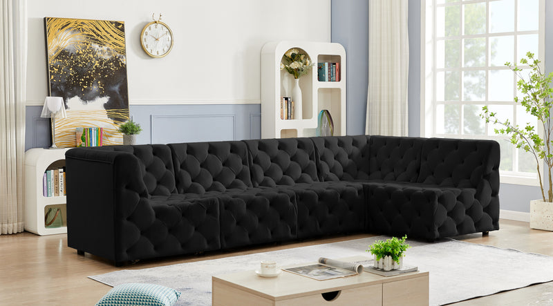 Tuft - Modular Sectional 5 Piece - Black - Fabric