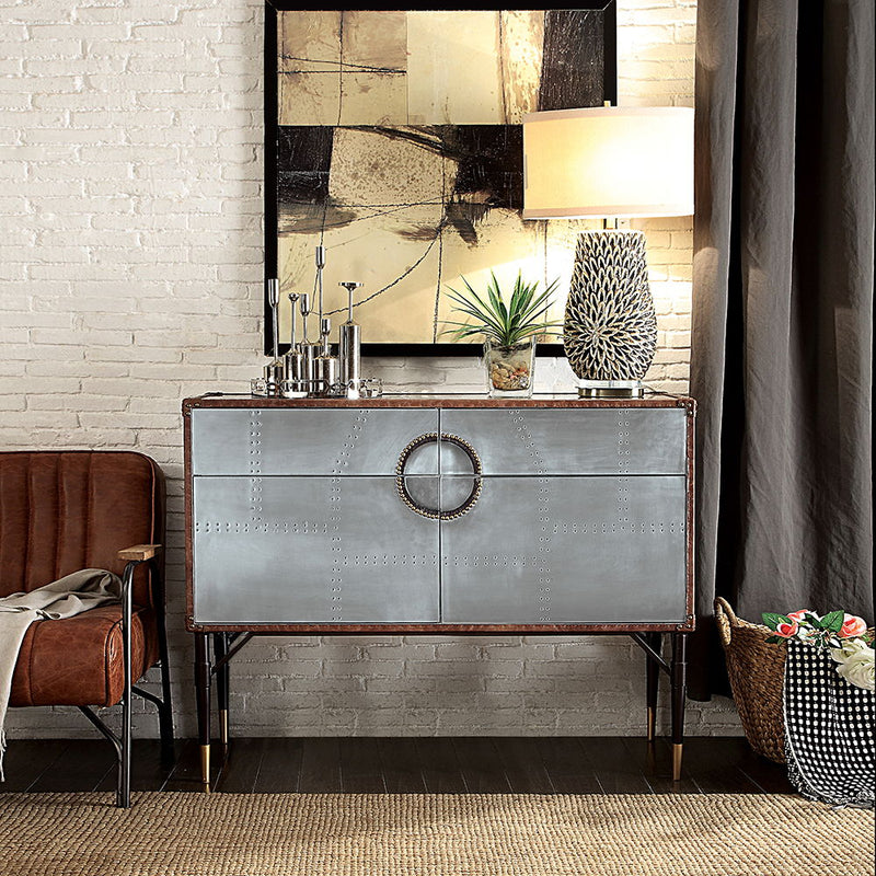 Brancaster - Console Cabinet - Top Grain Leather & Aluminum