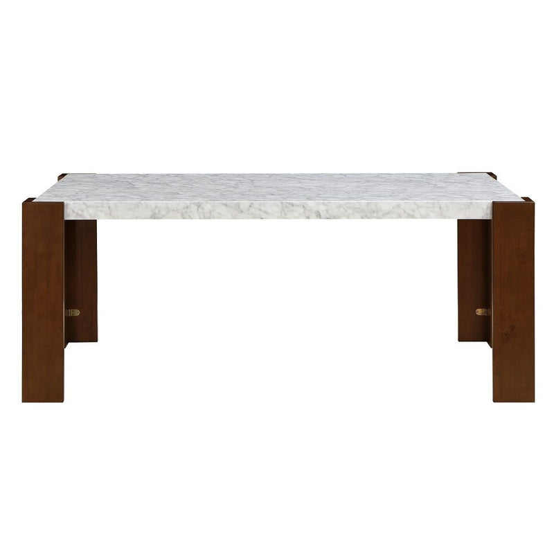 Hettie - Dining Table With Engineeed Stone Top - Engineered Stone Top & Brown
