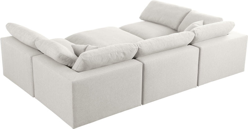 Serene - Linen Textured Fabric Deluxe Comfort Modular Sectional 6 Piece - Cream