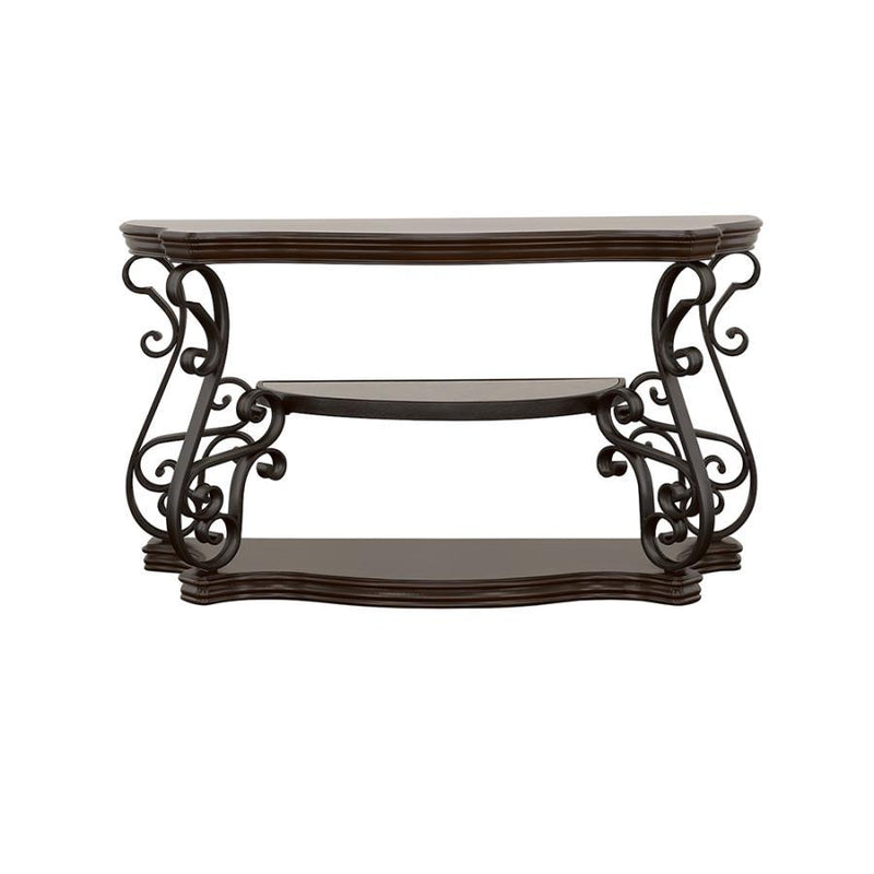 Laney - Scrollwork Entryway Sofa Console Table - Deep Merlot