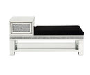 Noralie - 24" Bench With Storage - Mirrored & Faux Diamonds