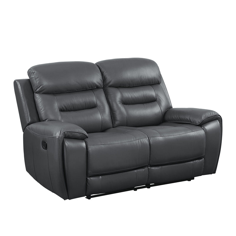 Lamruil - Motion Loveseat - Gray Top Grain Leather