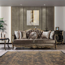 Betria - Sofa With 5 Pillows - Light Green Velvet, Gold & Black High Gloss