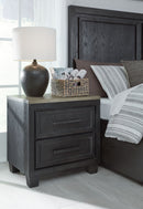 Foyland - Two Drawer Night Stand - Black / Brown
