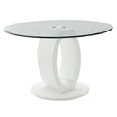 Larry - Glass Top Round Dining Table - White High Gloss