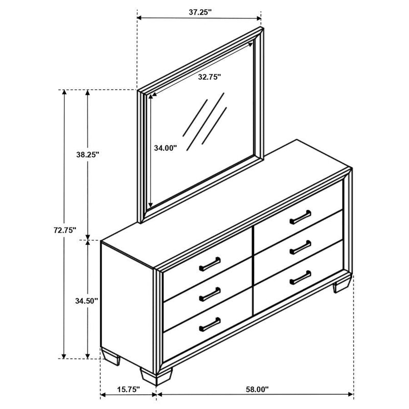 Brandon - 6-Drawer Dresser With Mirror - Medium Warm Brown