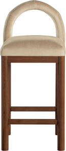 Conrad - Velvet Counter Stool With Brown Legs
