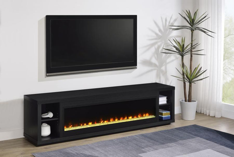 Deiter - 79" TV Stand Fireplace Media Console - Black