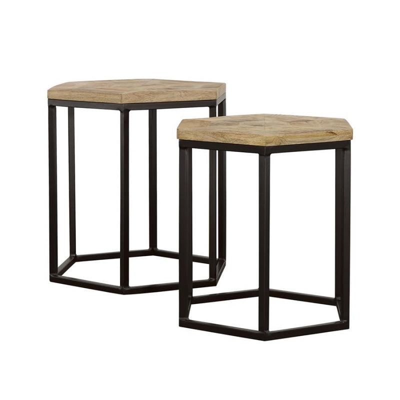 Adger - 2 Piece Hexagonal Nesting Tables - Natural And Black