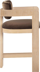 Sacha - Velvet Stool With Natural Base