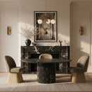 Marlowe - Linen Textured Fabric Upholstered Swivel Dining Side Chair - Stained Natural