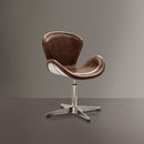 Brancaster - 33" Accent Chair With Swivel - Retro Brown Top Grain Leather & Aluminum