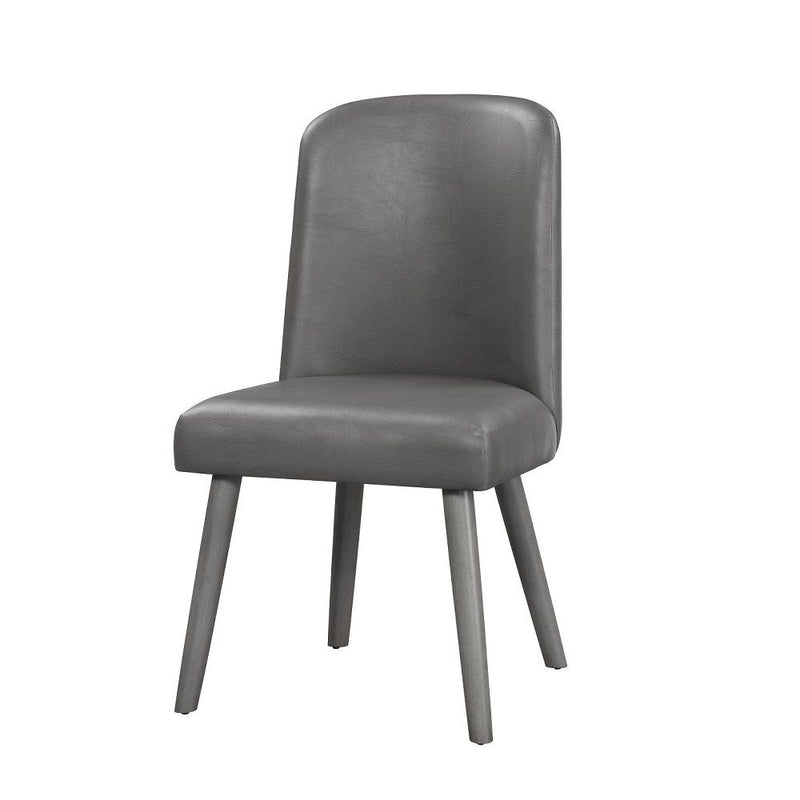 Waylon - Side Chair (Set of 2) - Gray Synthetic Leather & Gray Oak