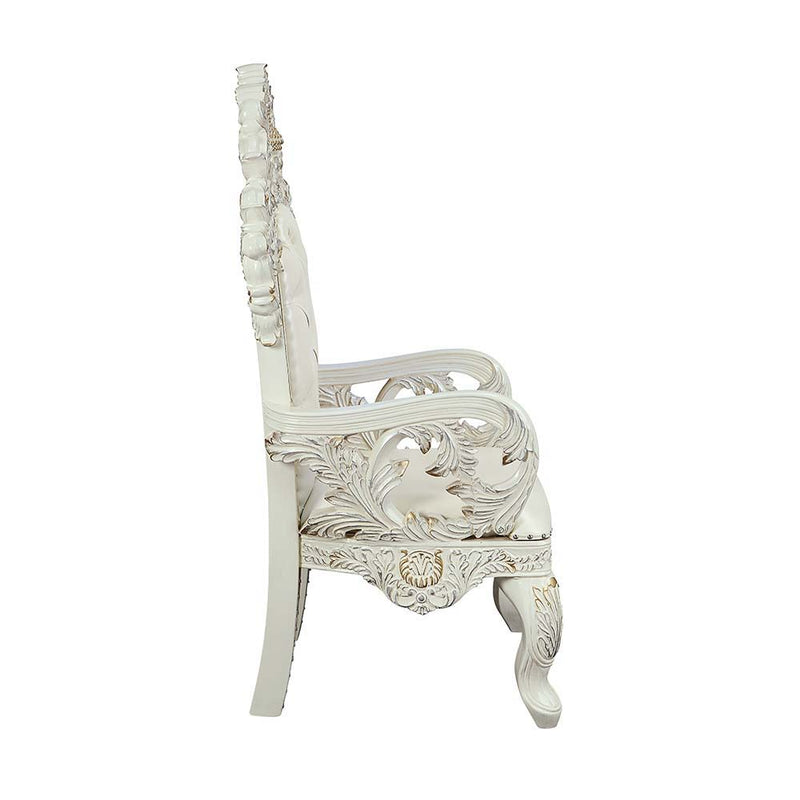 Adara - Arm Chair (Set of 2) - Pearl White Synthetic Leather & Antique White