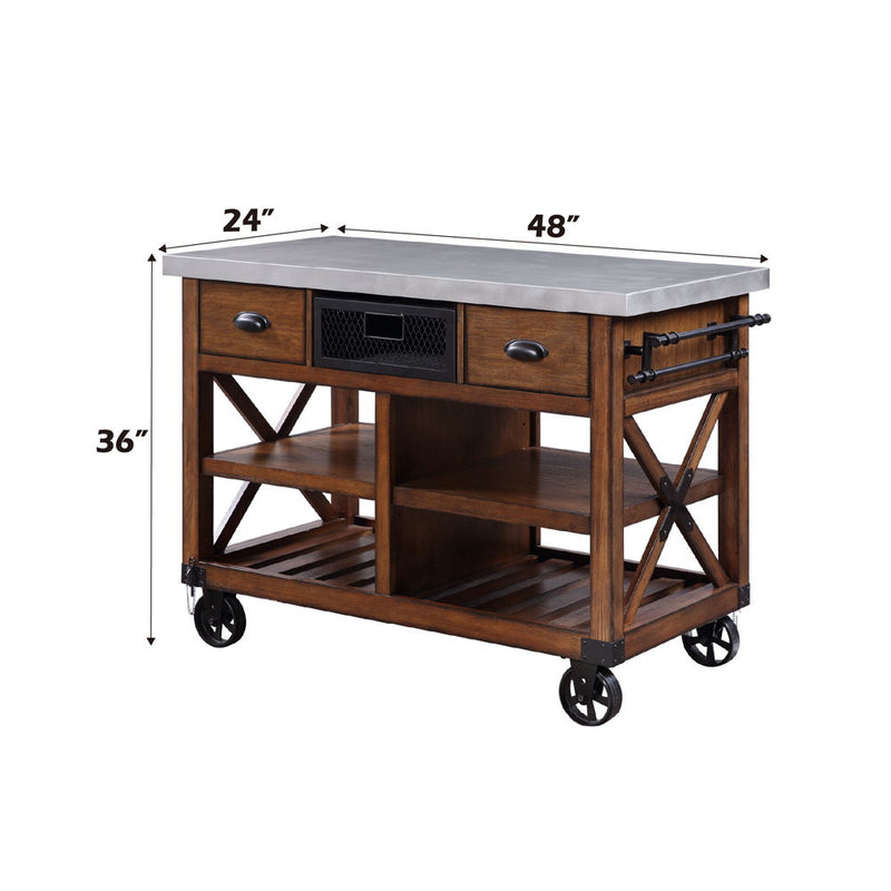 Kailey - Kitchen Cart - Antique Oak