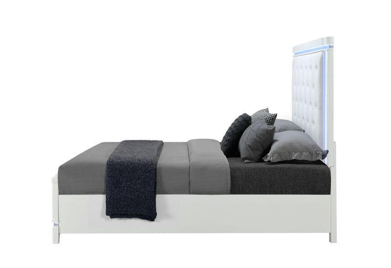 Alina - King Bed With LED - White