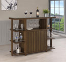 Evelio - 6-Shelf Glass Top Home Bar Wine Cabinet - Walnut