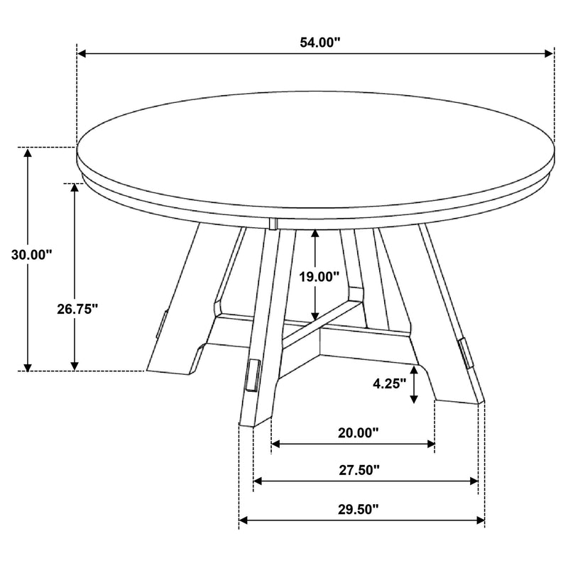 Danvers - 5-Piece Round 54" Dining Table Set - Brown Oak