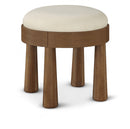 Larea - Linen Textured Fabric Upholstered Ottoman - Walnut Base