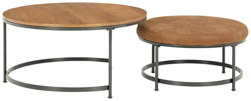 Drezmoore - Light Brown / Black - Nesting Cocktail Tables (Set of 2)