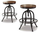 Valebeck - Swivel Barstool (Set of 2) - Brown / Black