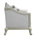 Qunsia - Loveseat With 4 Pillows - Light Gray Linen & Champagne