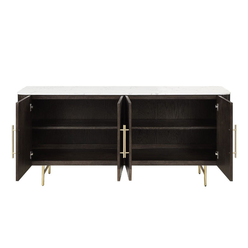 Clayten - Server - White Natural Marble Top & Espresso