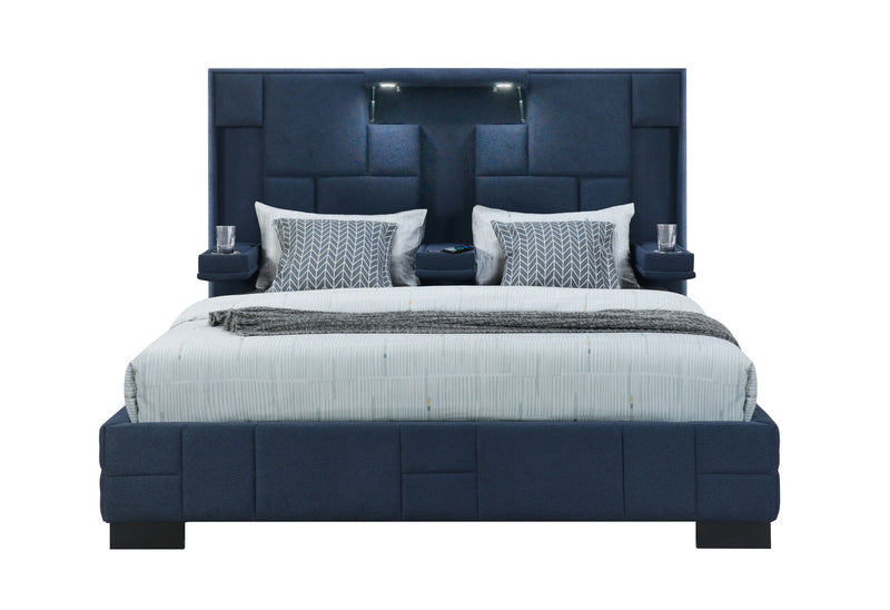 Oscar - Queen Bed Without Wood Trim - Navy Blue