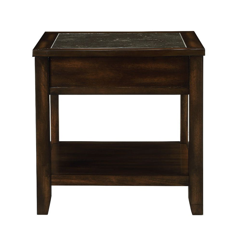 Cilnia - End Table - Marble & Walnut