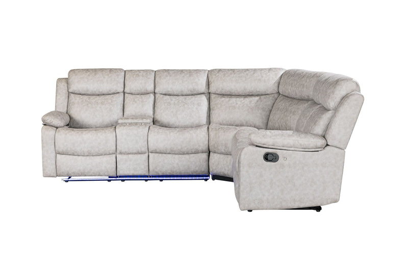 U6026 - Sectional With LED And 2 Recliners - Light Gray