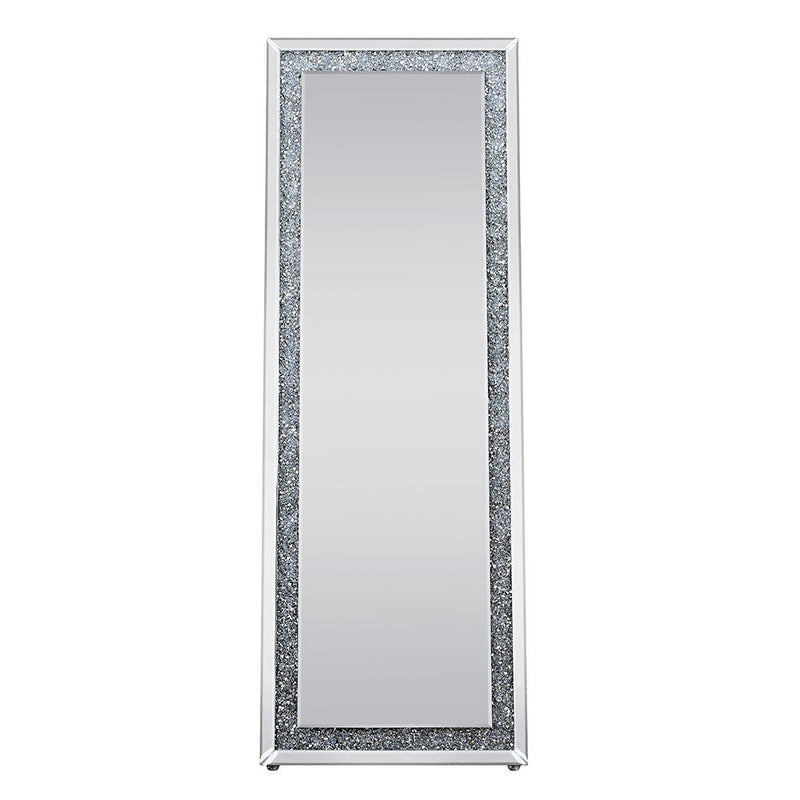 Noralie - 63" X 22" Floor Mirror - Mirrored & Faux Diamonds
