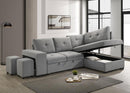 Roanne - Fabric Upholstered Sleeper Sectional Sofa - Gray