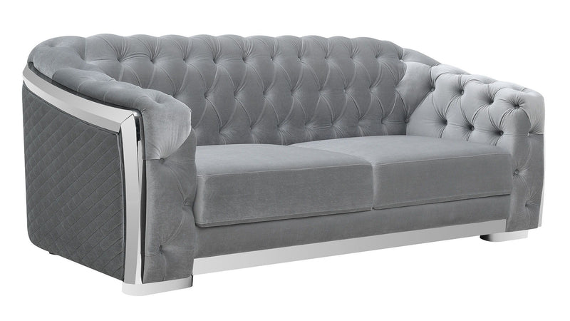 U341 - Velvet Sofa - Silver