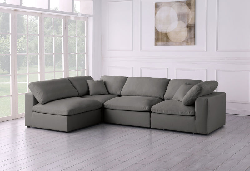 Plush - Velvet Standart Comfort Modular Sectional 4 Piece - Grey