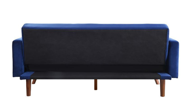 Tanitha - Futon - Blue Velvet & Natural Finish