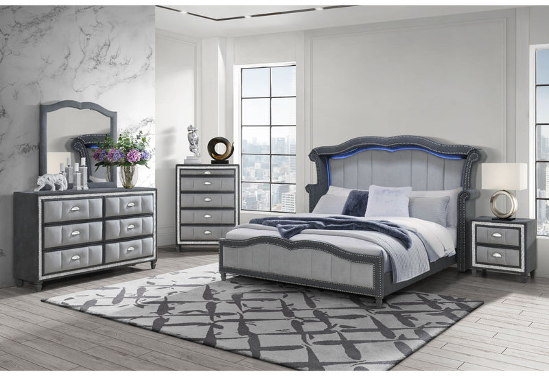 Vanna - 5 Piece Queen Bedroom Set - Dark Gray