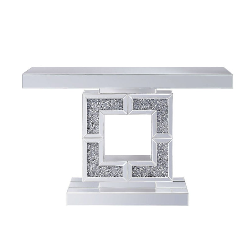Noralie - Rectangular Console Table - Mirrored & Faux Diamonds