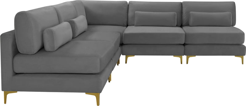 Julia - Modular Sectional 5 Piece - Grey - Fabric