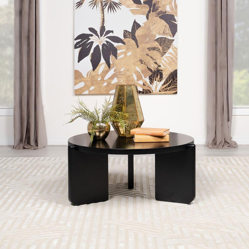 Cordova - Round Solid Wood Coffee Table - Black