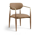 Ronda - Vegan Leather Upholstered Dining Arm Chair - Walnut Legs