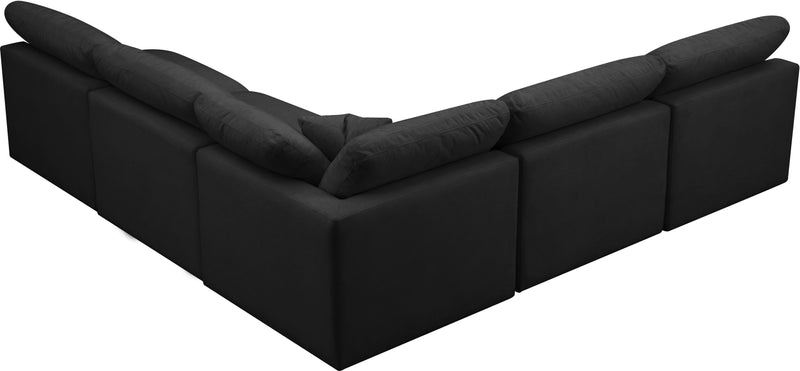 Plush - Velvet Standart Comfort 5 Piece Modular Sectional - Black - Fabric