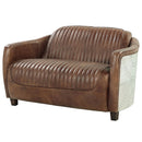 Brancaster - Loveseat - Retro Brown Top Grain Leather & Aluminum