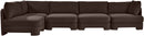 Hammond - Velvet Performance Fabric Upholstered 5 Piece L-Shaped Sectional