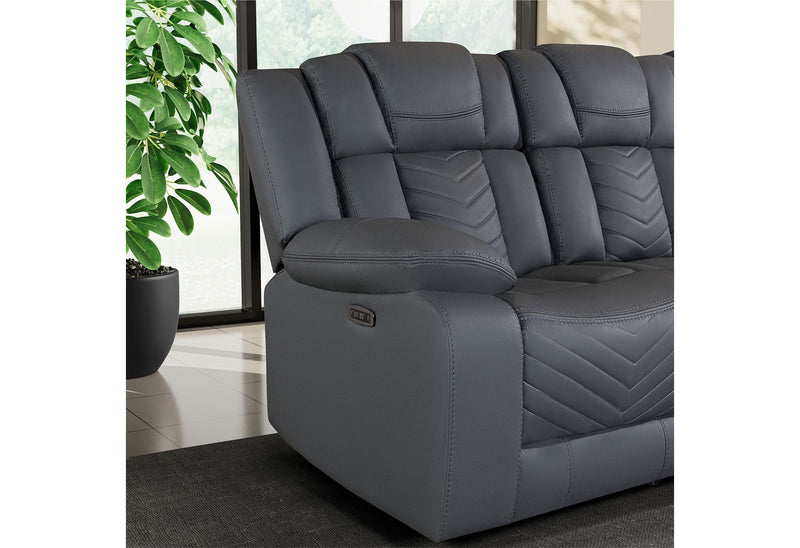 U7068 - 10 Power Reclining Sofa / Power Console Reclining Loveseat With LED - Gray